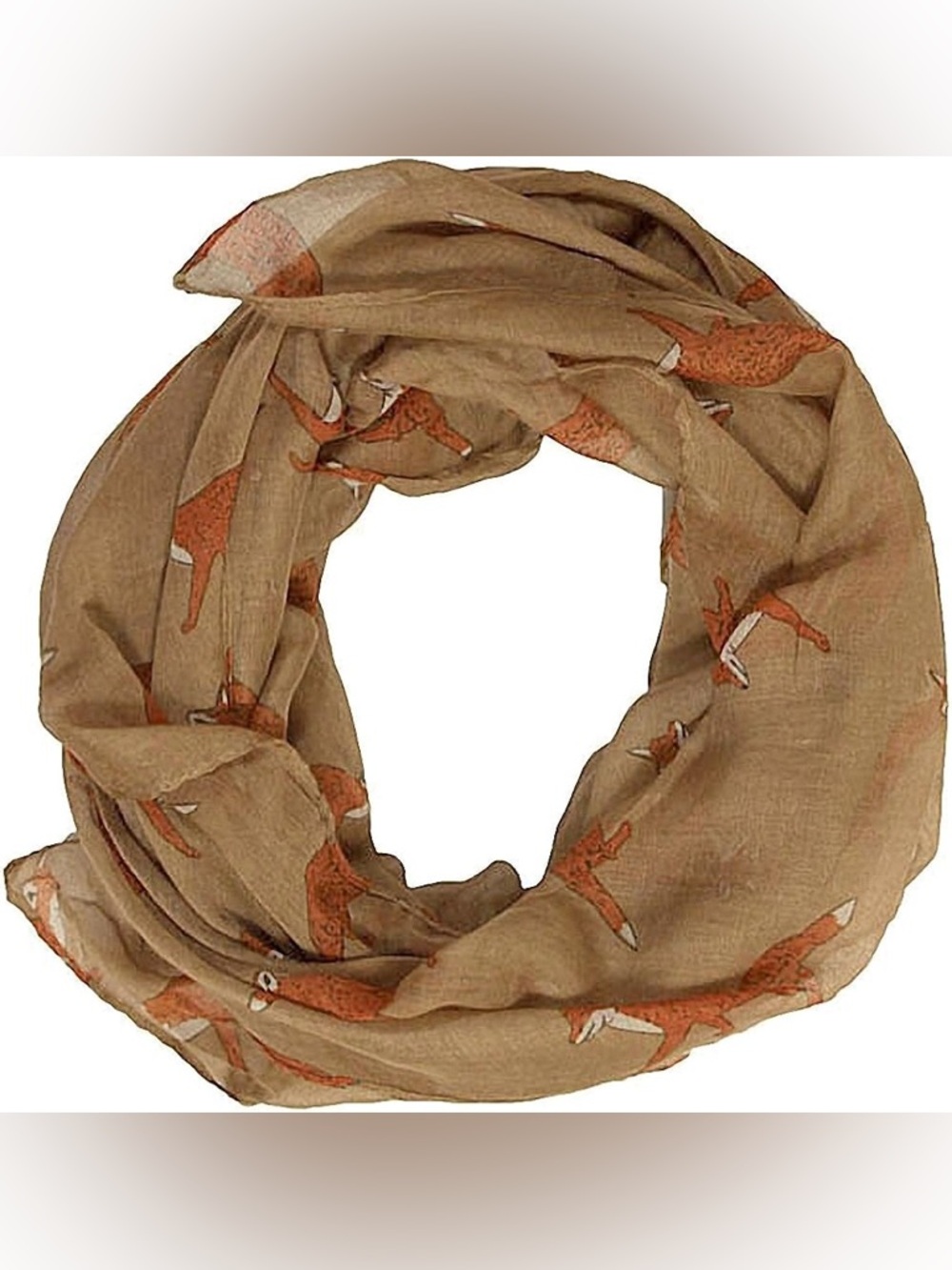 Running Foxes Scarf Print Scarf Wrap in Mocha Caramel
